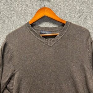 Banana Republic Mens V Neck Sweater Dark Brown Silk Cashmere Size L